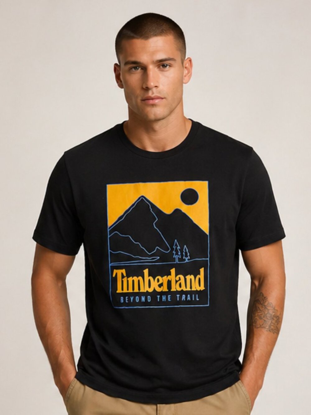 NWT Timberland Men's Square Logo Short Sleeve T-Shirt / Black / Size XXL